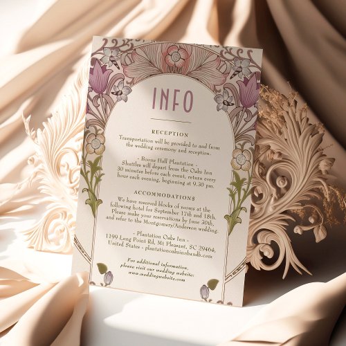 Wedding INFO Art Nouveau William Morris Lavender Invitation