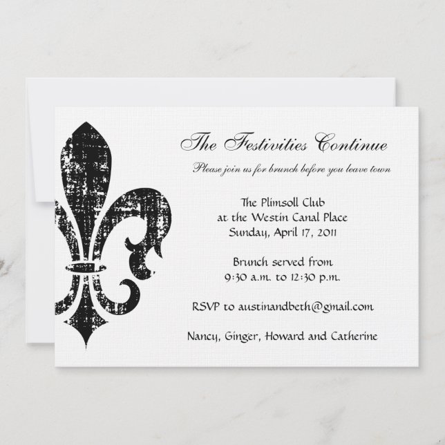 Wedding Information Card | New Orleans | Black (Front)