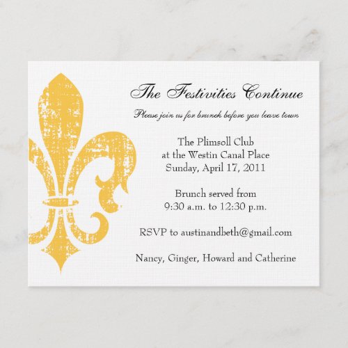 Wedding Information Card | New Orleans | Gold