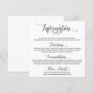 Wedding Information Elegant Script Enclosure Card