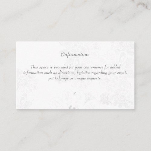 Wedding Information EnclosurewWhite Floral Enclosure Card