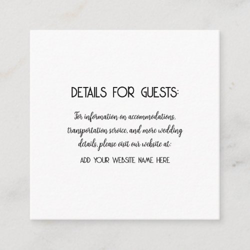 Wedding Information Guests Black White Cool Enclosure Card