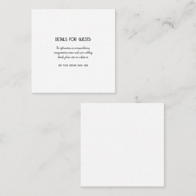 Wedding Information Guests Black White Simple Enclosure Card (Front/Back)