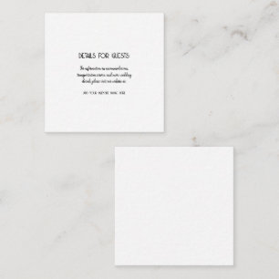 Wedding Information Guests Black White Simple Enclosure Card