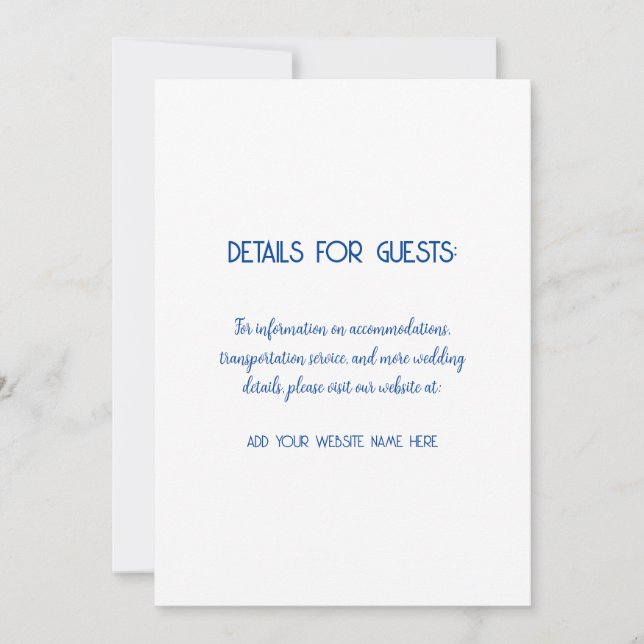 Wedding Information Guests Blue White 2024 Invitation (Front)