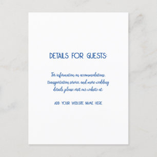 Wedding Information Guests Blue White 2024 Postcard