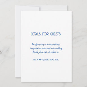 Wedding Information Guests Blue White Trendy Card
