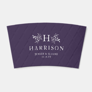 Wedding initial personalized plum purple coffee cup sleeve