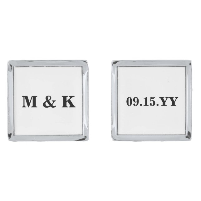 Wedding Initials and Date Cufflinks (Front)