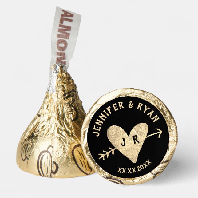 wedding initials golden heart hershey®'s kisses® (Front)