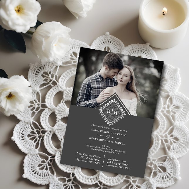 Wedding Initials Ornamental Lace Sophisticated (Wedding Initials Ornamental Lace Sophisticated Magnetic Invitation.)