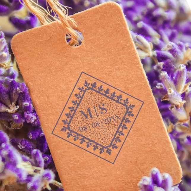 Wedding Initials Ornamental Lace Sophisticated Rubber Stamp (Creator Uploaded)