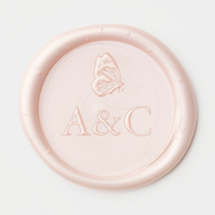 Wedding initials with butterfly Wax Seal Sticker