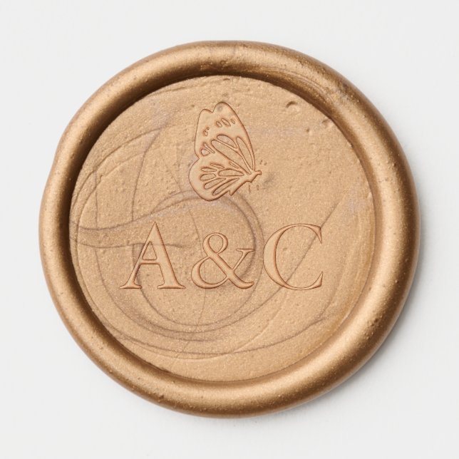 Wedding initials with butterfly  Wax Seal Sticker (Front)