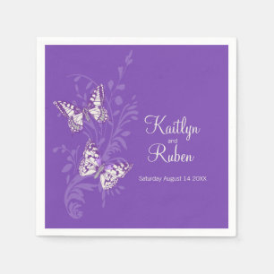 Wedding inked art butterflies pink paper coaster napkins