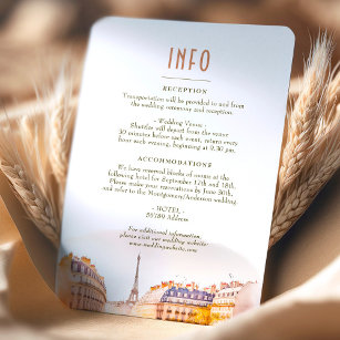 Wedding Insert INFO and Details Paris France Invitation