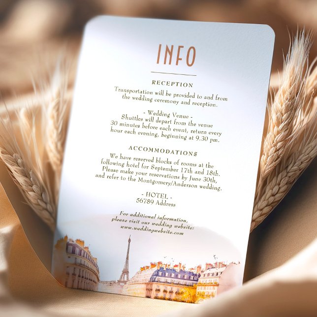 Wedding Insert INFO and Details Paris France Invitation (Creator Uploaded)