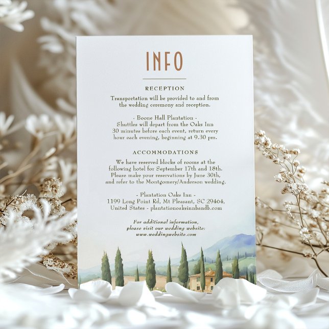 Wedding Insert INFO and Details Tuscany Invitation (Creator Uploaded)