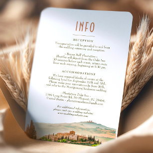 Wedding Insert INFO and Details Tuscany Invitation