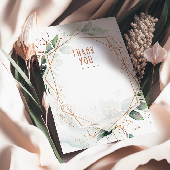 Wedding Insert Thank You Green & Gold Rustic Invitation (Creator Uploaded)