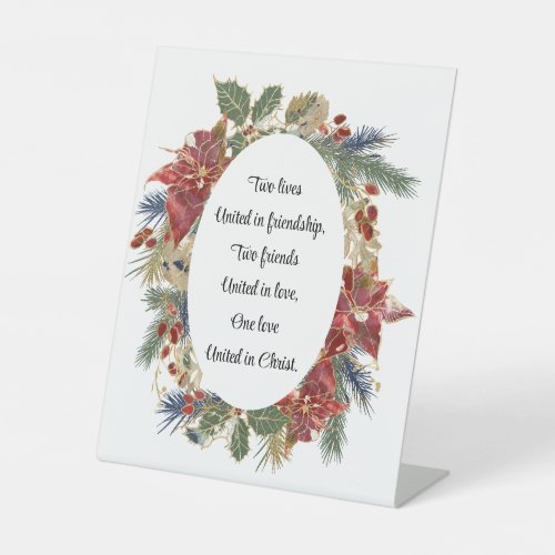 Wedding Inspirational Quote Christmas Red Floral Pedestal Sign