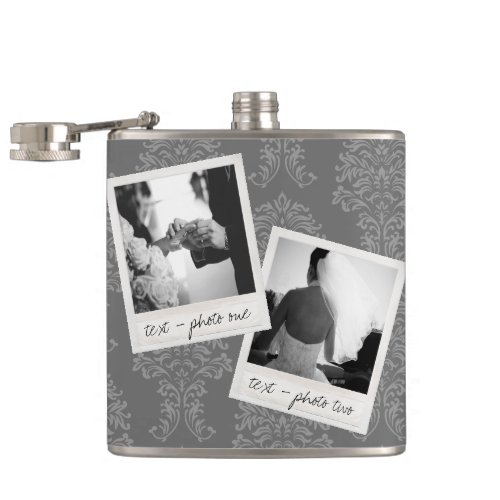 Wedding Instagram 2 Photos Retro frame Custom Text Flask