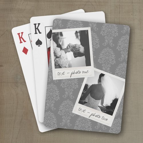 Wedding Instagram 2 Photos Retro frame Custom Text Playing Cards