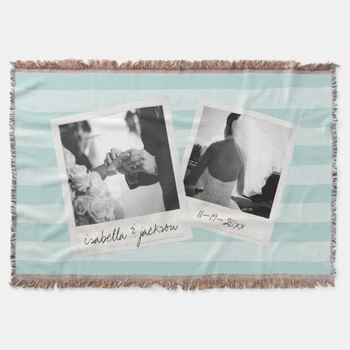 Wedding Instagram Collage photo frames Custom Text Throw Blanket