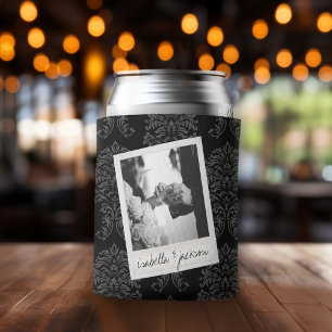 Wedding Instagram Photo Retro frame Custom Text Can Cooler