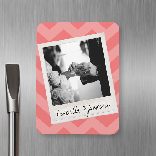 Wedding Instagram Photo Retro frame Custom Text Magnet