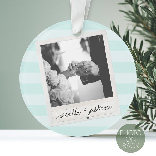Wedding Instagram Photo Retro frame Custom Text Ornament