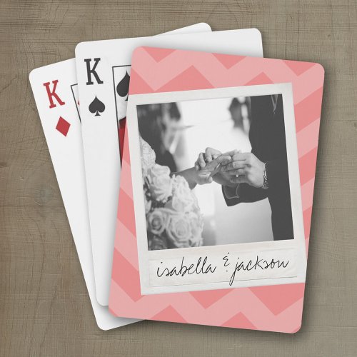 Wedding Instagram Photo Retro frame Custom Text Playing Cards