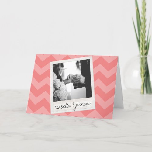 Wedding Instagram Photo Retro frame Custom Text Thank You Card