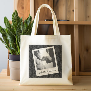 Wedding Instagram Photo Retro frame Custom Text Tote Bag