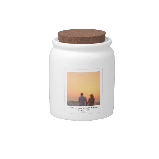 Wedding instant photo names modern favors candy jar (Front)