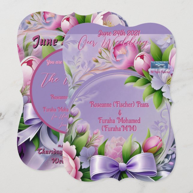 Wedding Inv. 3 Violet(Horizon) RFPMDesigns ©️2024 Invitation (Front/Back)