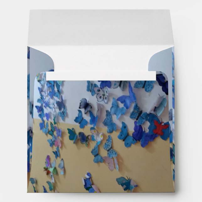 wedding invitatio blue butterflies envelope (Back (Bottom))