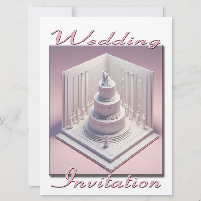 Wedding Invitation 3D Couple dancing on their cake (Front)
