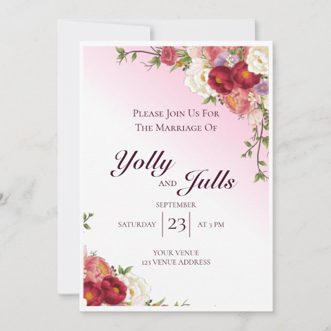 Wedding Invitation  5" x 7" Card (Front)