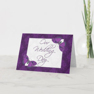 Wedding Invitation 5X7  Butterfly Brocade Purple