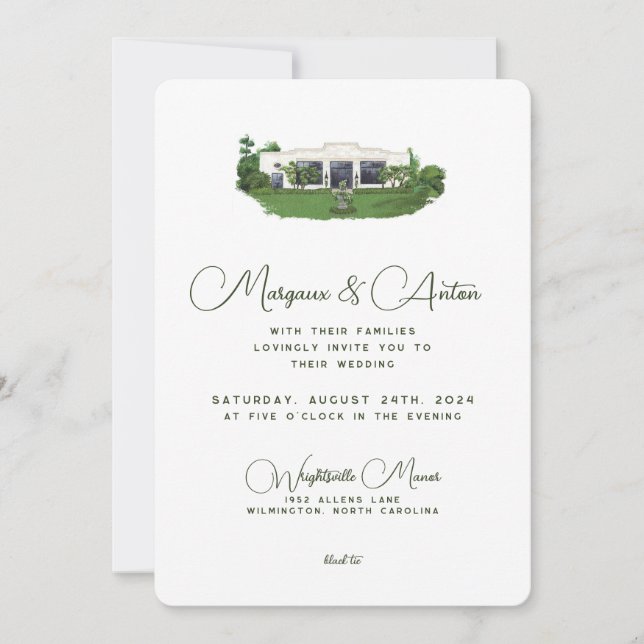 Wedding Invitation 5x7 - Wrightsville Manor (Front)