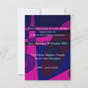 Wedding Invitation Abstract Hot Pink Purple