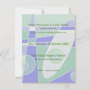 Wedding Invitation Abstract Pastel Purple Green   