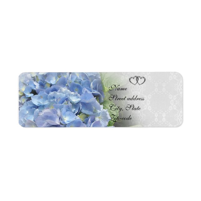 Wedding invitation address Labels Blue hydrangeas (Front)