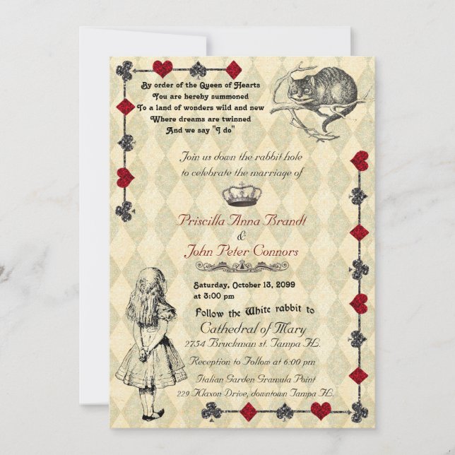 Wedding Invitation "Alice in Wonderland" 5x7 (Front)