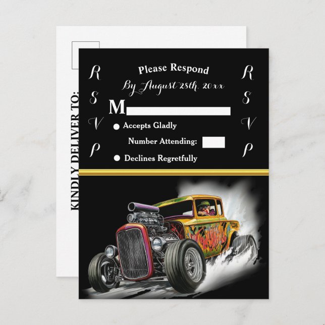 Wedding Invitation and Hot Rod (Front/Back)