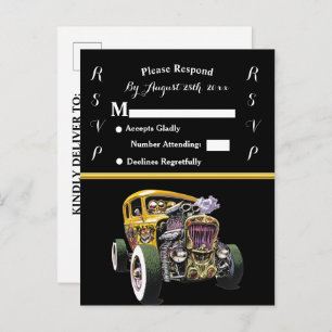 Wedding Invitation and Yellow Hot Rod