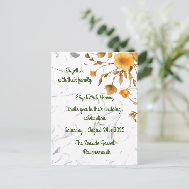 Wedding Invitation Announcement Postcard (Standing Front)