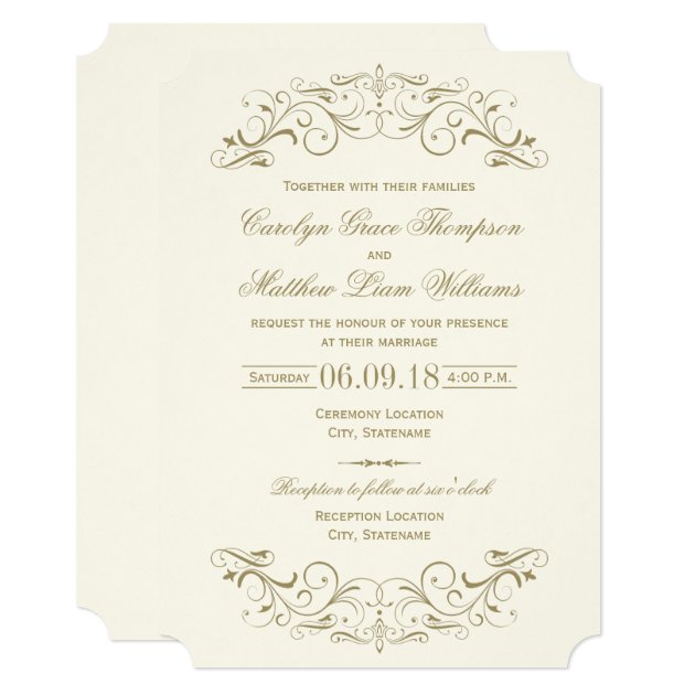 Wedding Invitation | Antique Gold Flourish