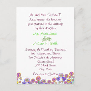 Wedding Invitation Aqua Blue & Lime Swirls Postcard